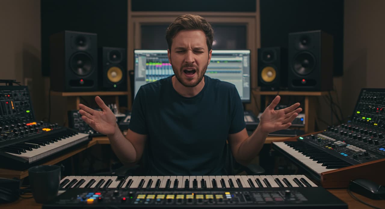 Frustrated Musician in Studio